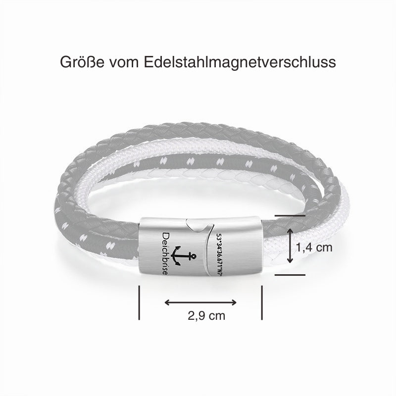 Leder & Segelseil Armband Nordwind (Multistrang)