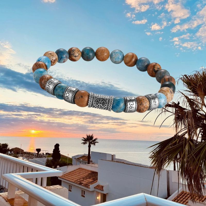 Armband Cala Mendia Edelstahl, Picture Jasper & Apatit