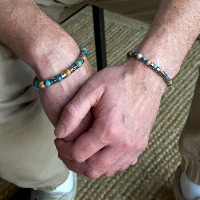 Armband Cala Mendia Edelstahl, Picture Jasper & Apatit