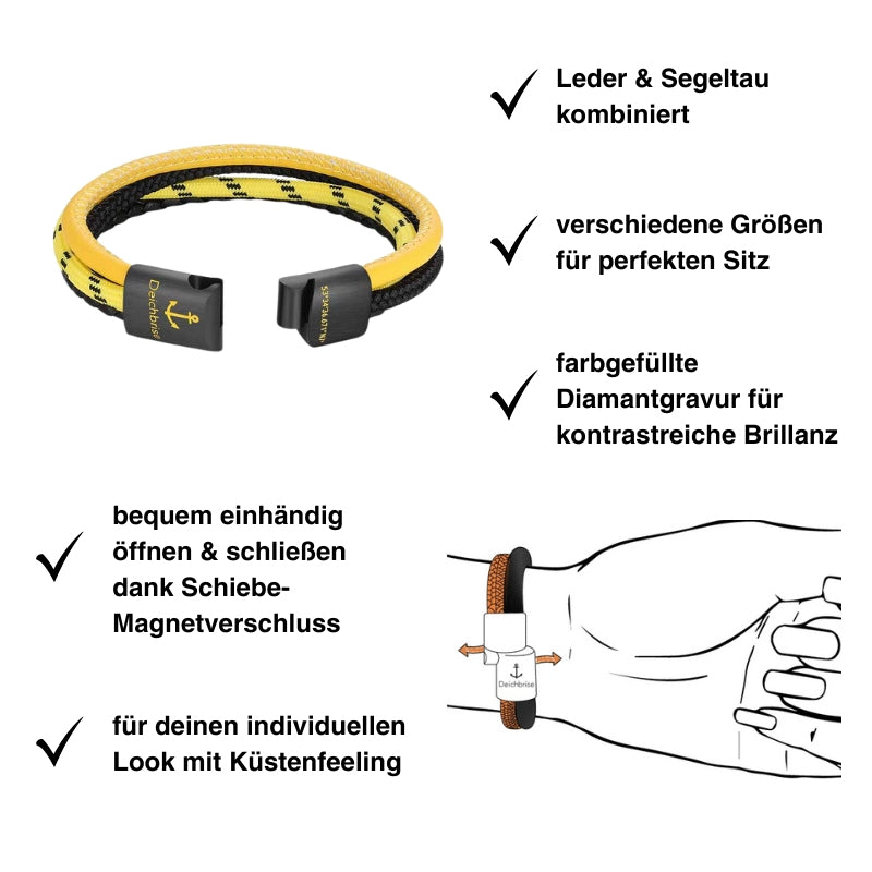 Leder & Segeltau Armband Leuchtsignal (Multistrang)