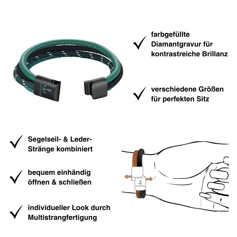 Leder & Segelseil Armband Deichgras (Multistrang)