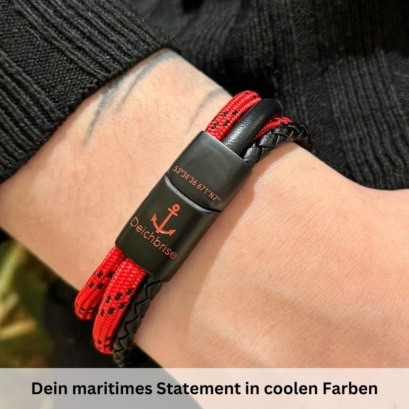 Leder & Segelseil Armband Strandwächter (Multistrang)