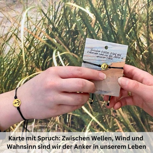 Freundschaftsarmbänder Anker (2 Stück) aus Wachs-Seil & Edelstahl