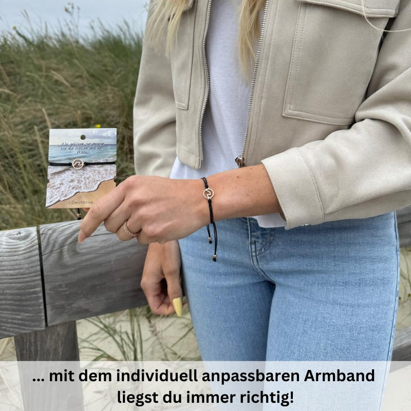 Freundschaftsarmbänder Welle (2 Stück) aus Wachs-Seil & Edelstahl