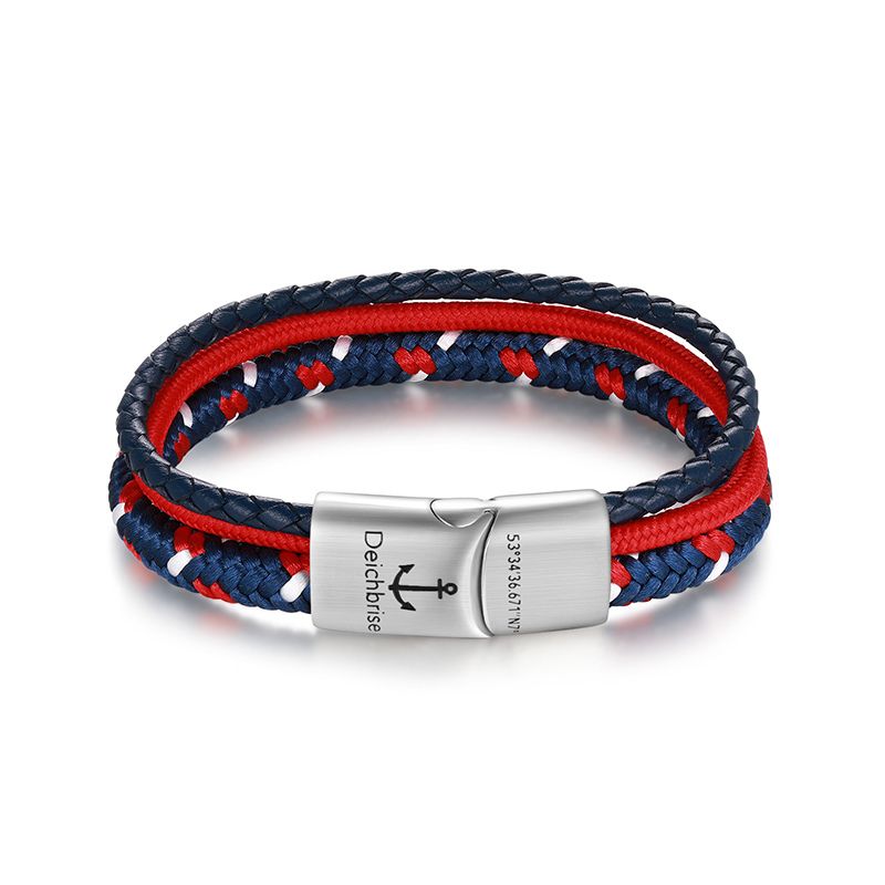 Segelseil, Segeltau & Leder Armband Strandglück (Multistrang)