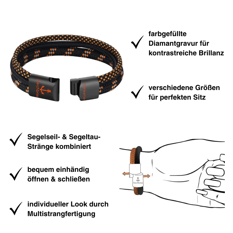 Segelseil-Segeltau Armband Inselliebe (Multistrang)