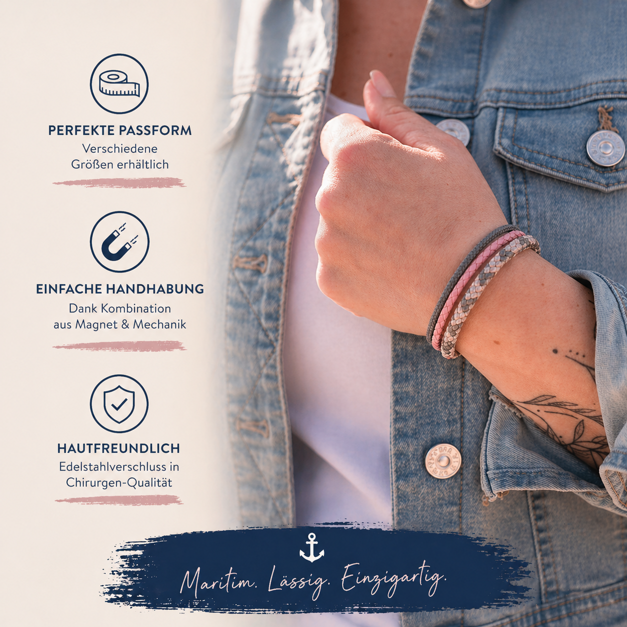 Leder & Segeltau Armband Pellworm (Multistrang)