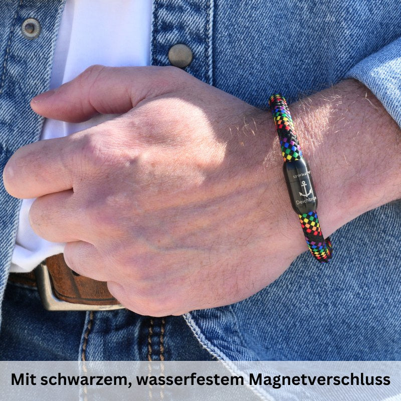 Segeltau Armband Regenbogen (8mm)
