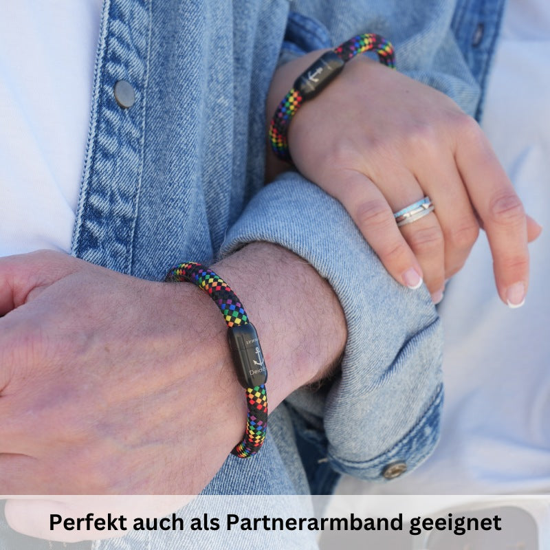 Segeltau Armband Regenbogen (8mm)