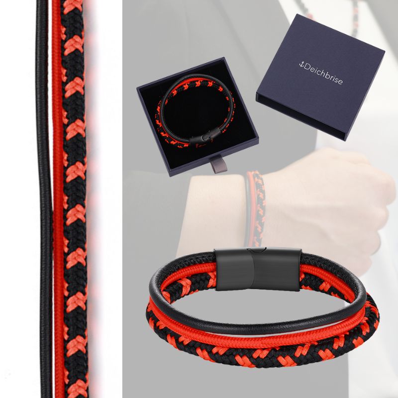 Segeltau & Leder Armband Leuchtfeuer (Multistrang)