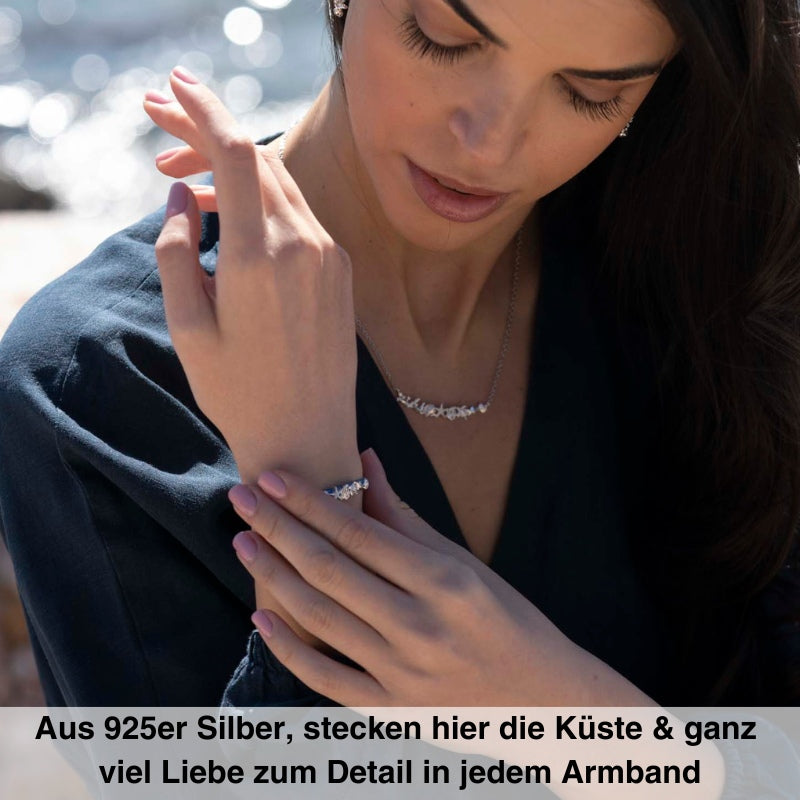 925er Silber Armband Meeresbrise (schwarz) (Wachs-Cord)