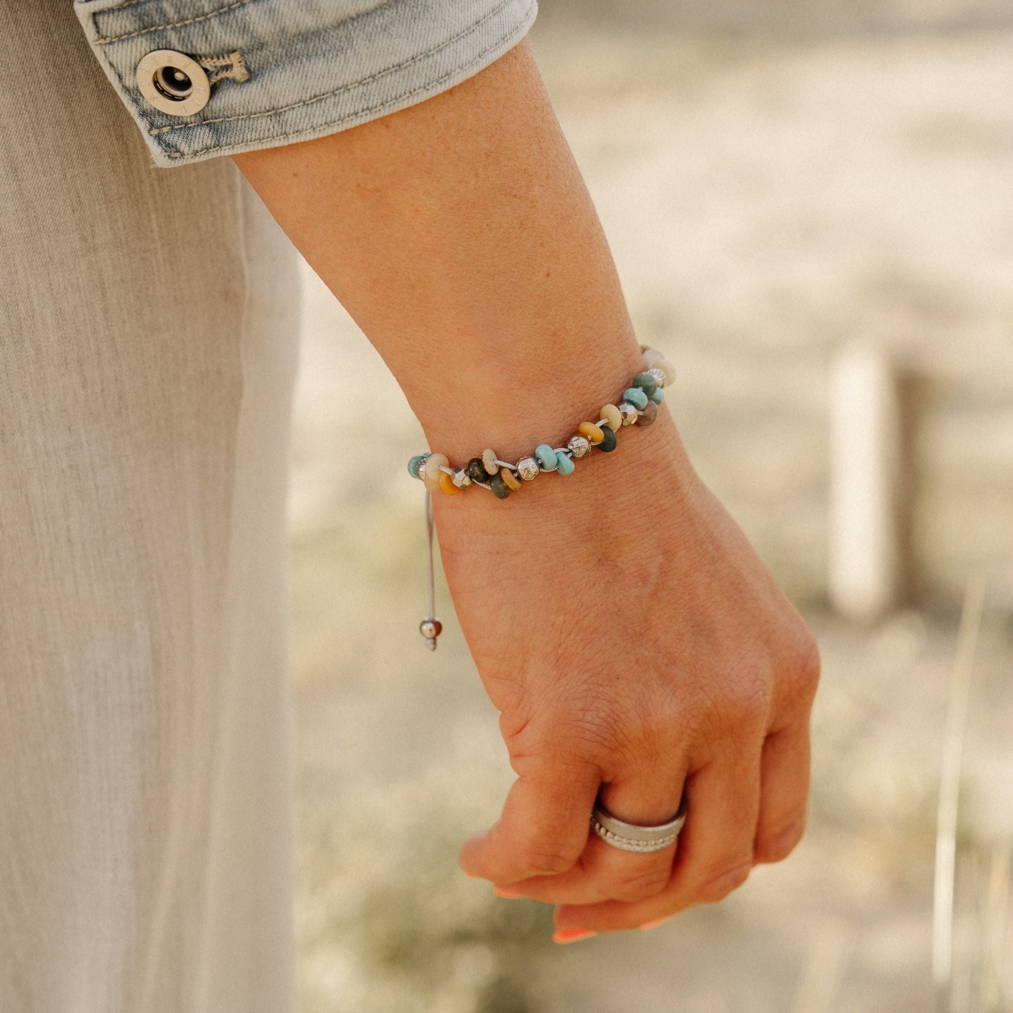 Armband Playa Ocean aus Turquoise, Picture Jasper, India Onyx & Yellow Aventurine