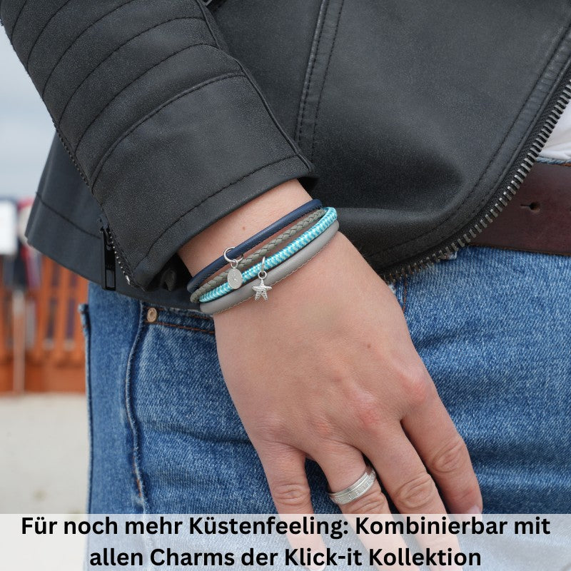 Multistrang Armband Möwe (Segeltau & Fibre Leder) (Veggie)