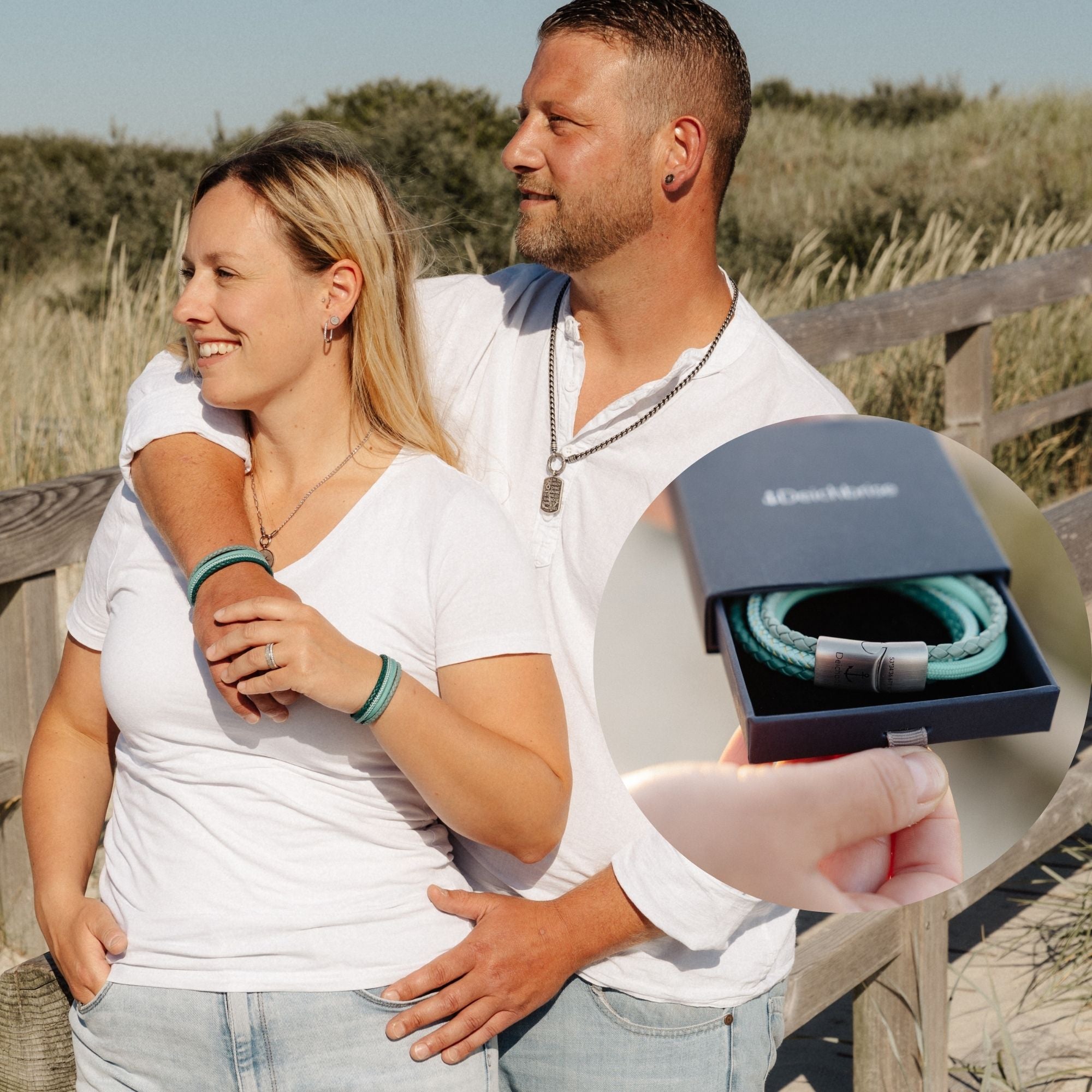 Leder & Segelseil Armband Ocean Mint (Multistrang)