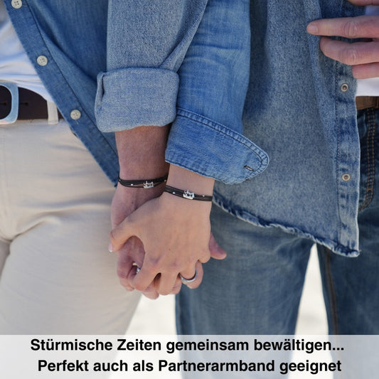 925er Silber-Armband "Kutter" (schwarz) (Wachs-Cord)