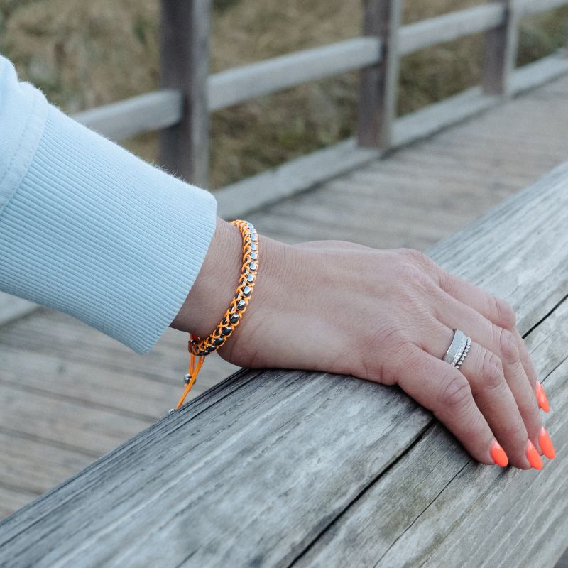 Armband Strandbegleiter aus Segelseil & Edelstahl (Orange)