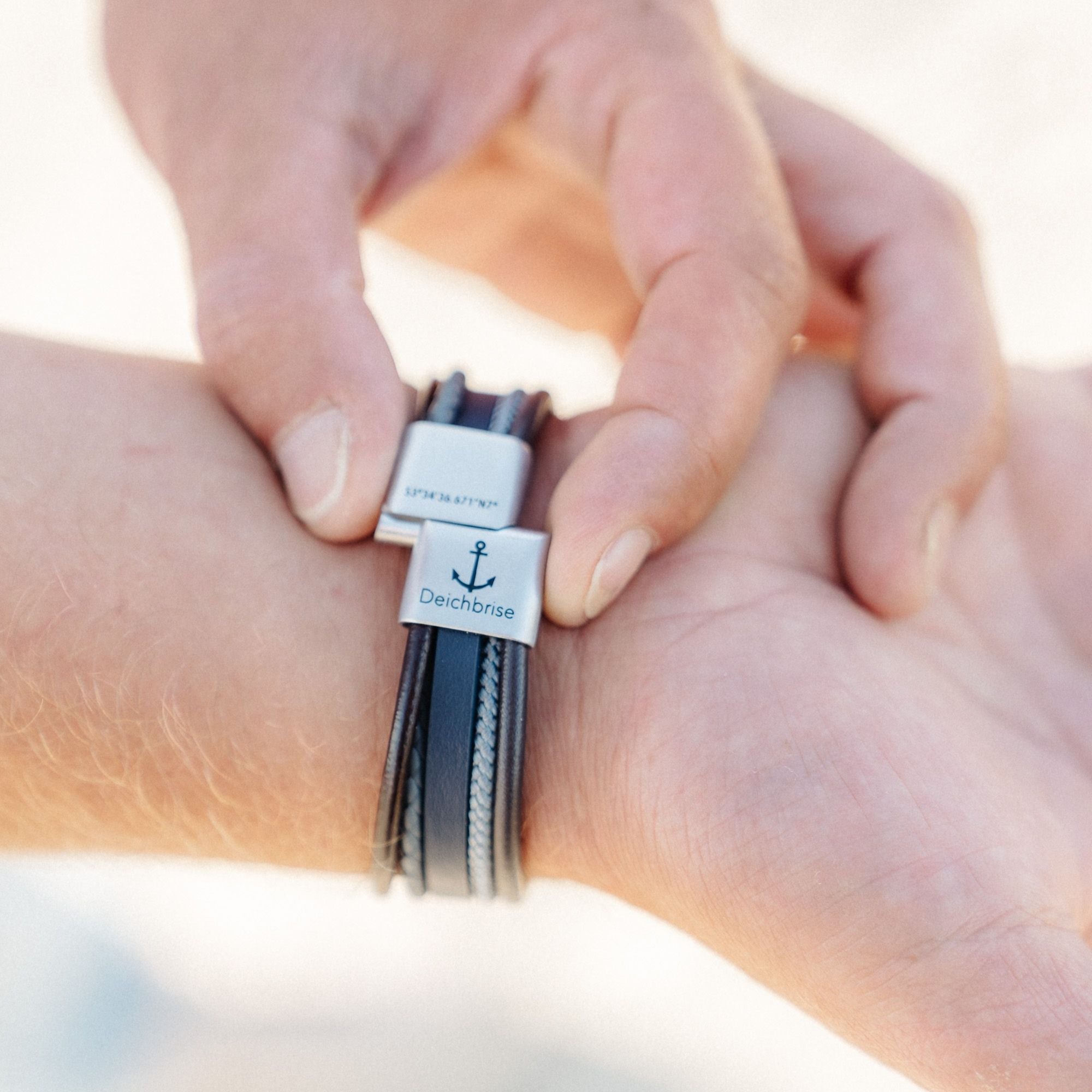 Armband Glaube Liebe Hoffnung (Multistrang) aus Leder, Segelseil & Edelstahl (Kapitän rockt)