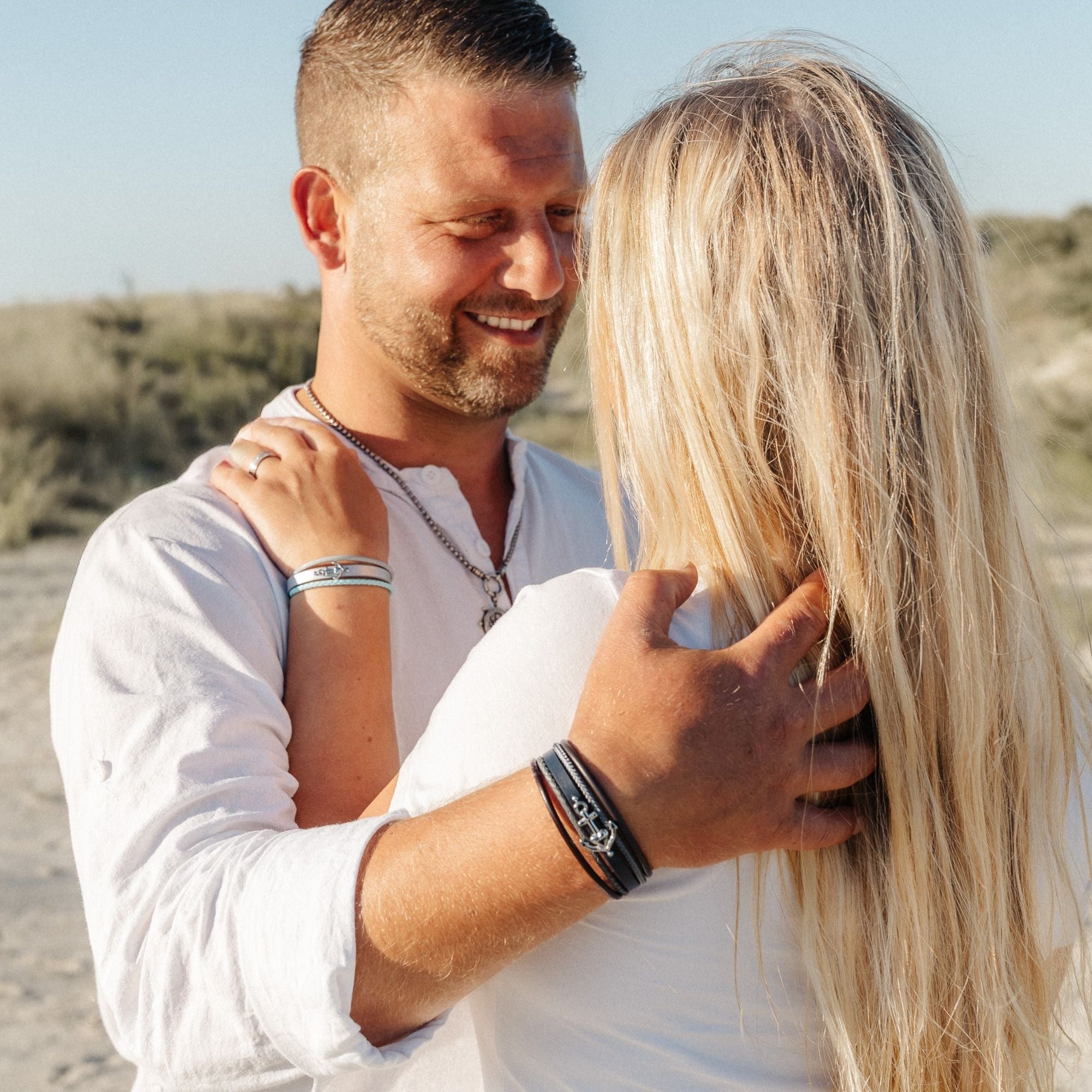 Armband Glaube Liebe Hoffnung (Multistrang) aus Leder, Segelseil & Edelstahl (Kapitän rockt)