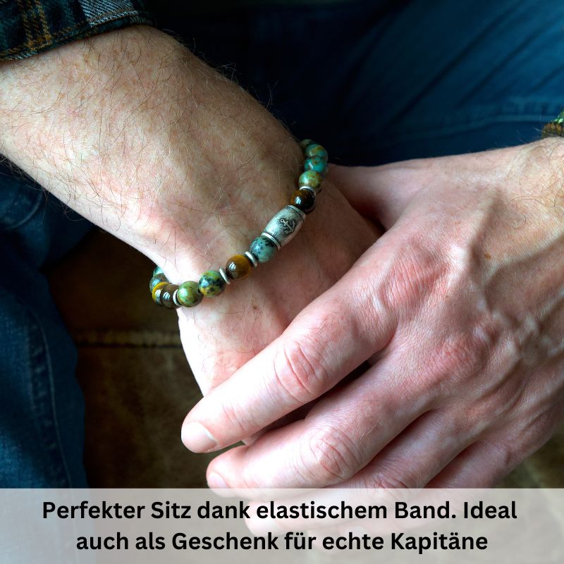 Armband Playa Beach African Turquoise, Tiger Eye & Edelstahl