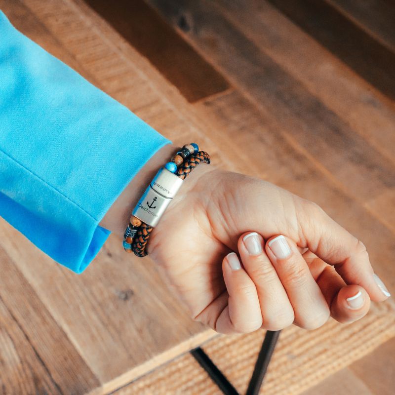 Armband Cala Mendia (Multistrang) Leder, Picture Jasper & Apatit