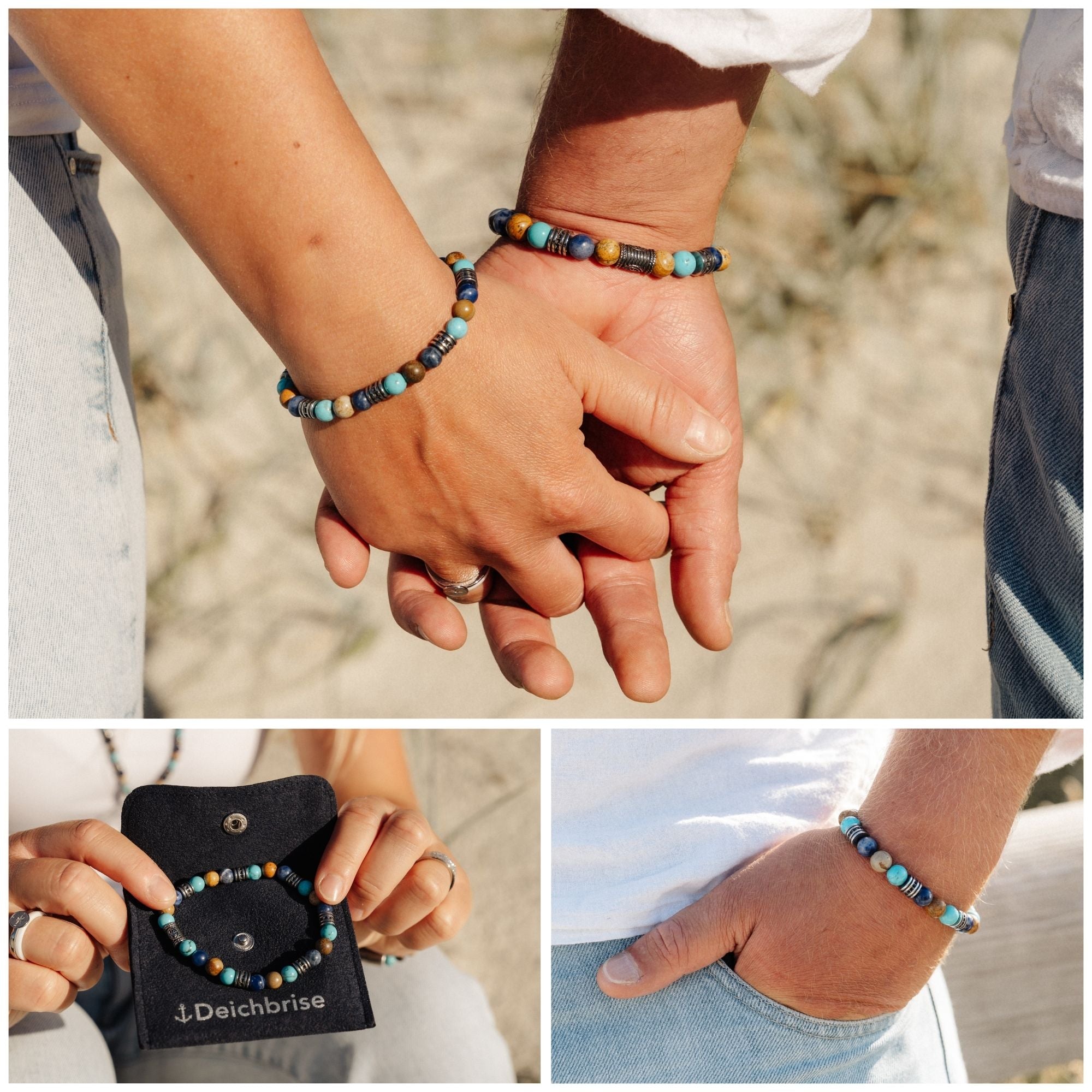 Armband Cala Varques aus Edelstahl, Picture Jasper, Turquoise & Sodalith