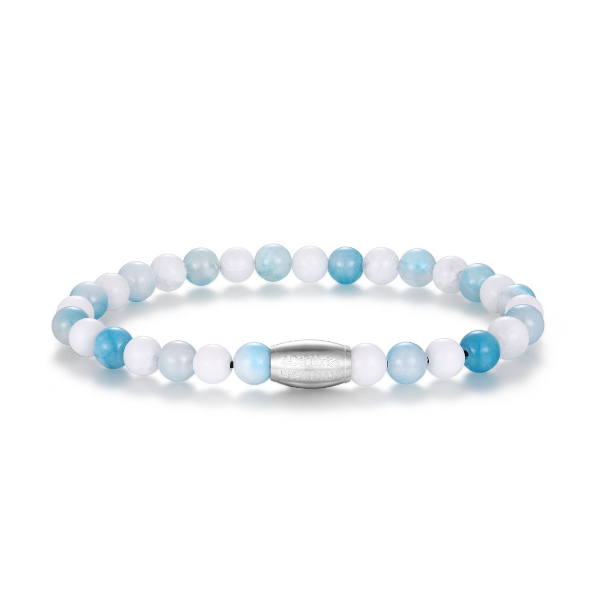 Armband Cala Blanca aus Edelstahl, Porzellan Weiße Jade & Persische Jade