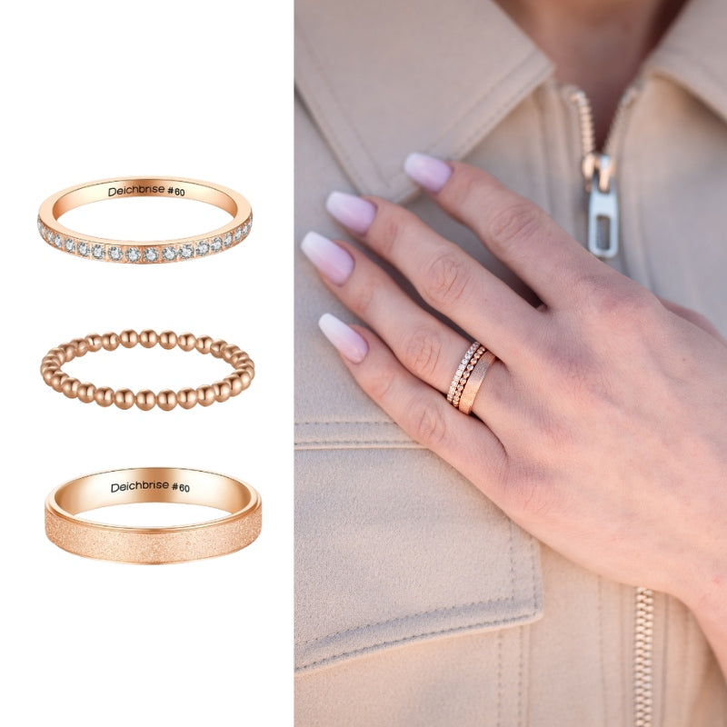 Stapelring-Set Wellenglitzern