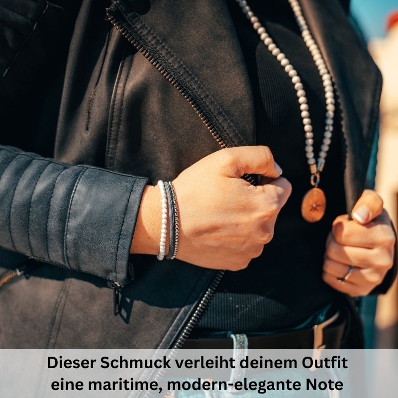 Dünentraum (Kette mit Anhänger und Armband aus White Turquoise)