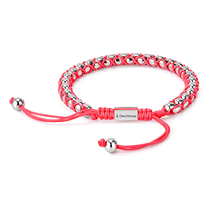 Armband Strandbegleiter aus Segelseil & Edelstahl (Rosenpink)