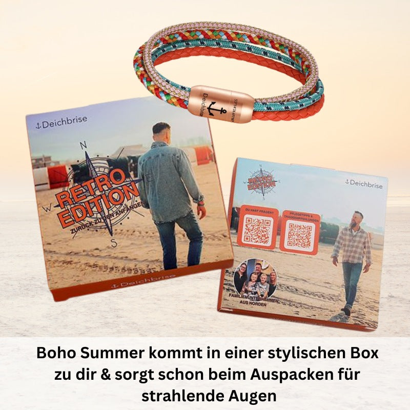 Multistrang Armband Boho Summer (Segelseil & Fibre Leder) (Veggie)
