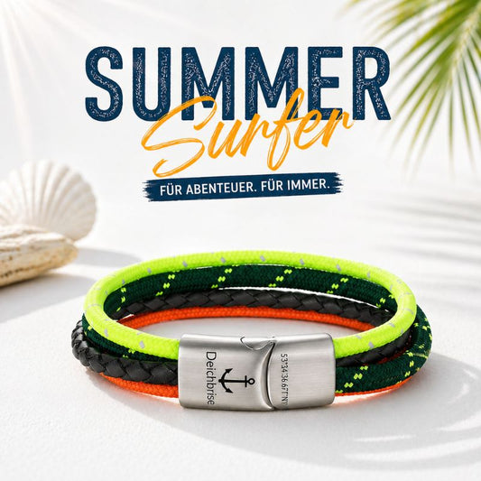 Leder & Segelseil Armband Summer Surfer (Multistrang)