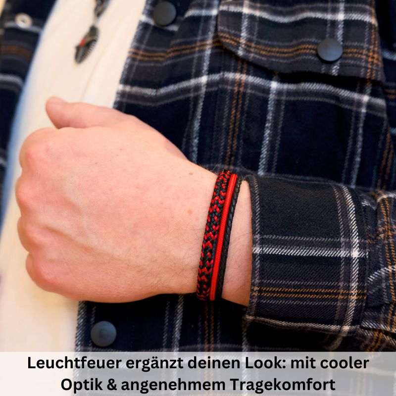 Segelseil & Leder Armband Rote Meerestiefe (Multistrang)