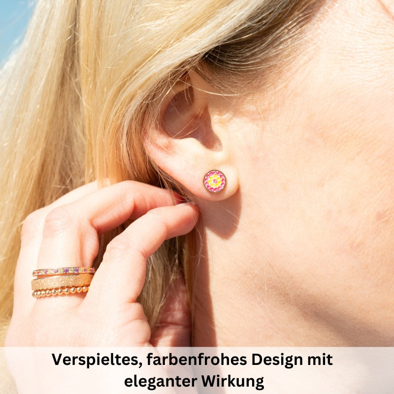 Ohrstecker Bling Bling (Neongelb-Pink) aus Edelstahl