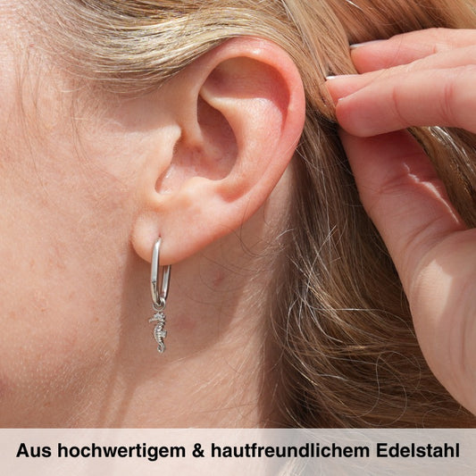 Ovale Creolen für Charm Anhänger (klein | 17 mm) aus Edelstahl (Paar)