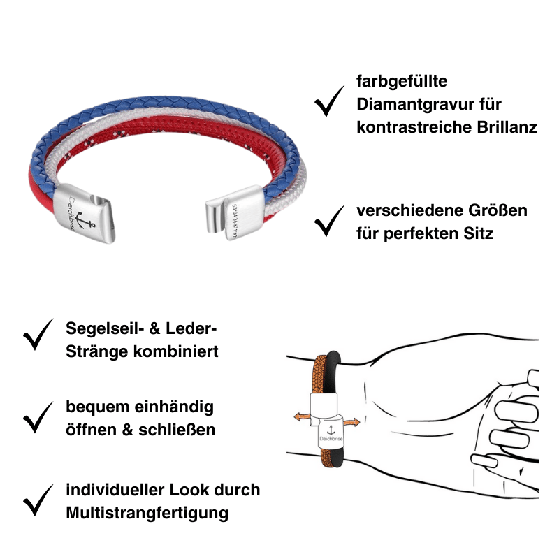 Leder & Segeltau Armband Nordlicht (Multistrang)