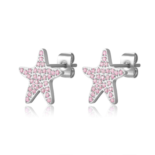Ohrstecker Seestern mit rosa Zirkonia