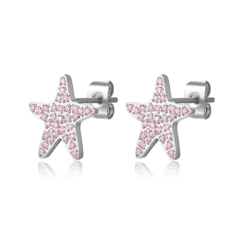 Ohrstecker Seestern mit rosa Zirkonia