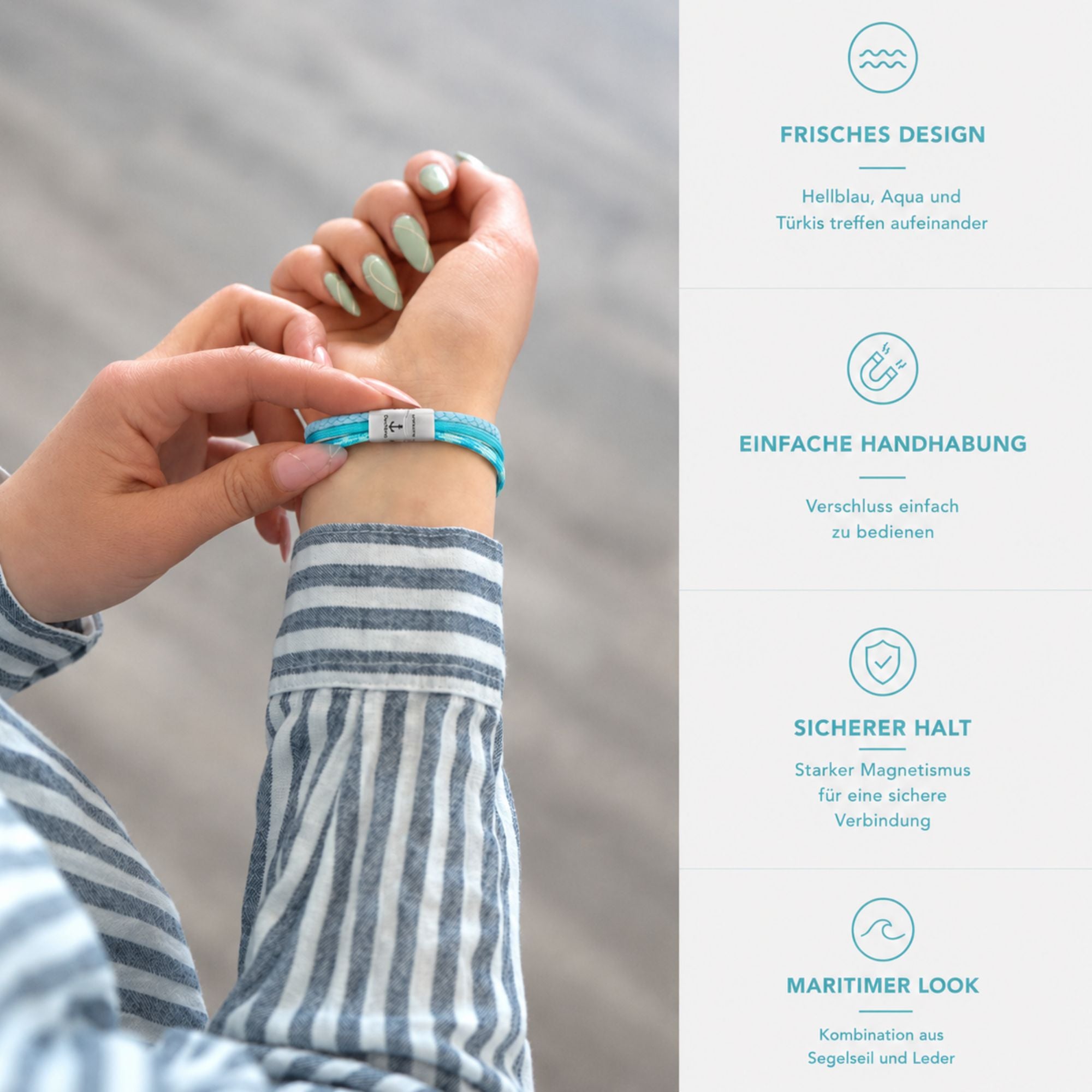 Leder & Segelseil Armband Ocean Summer (Multistrang)