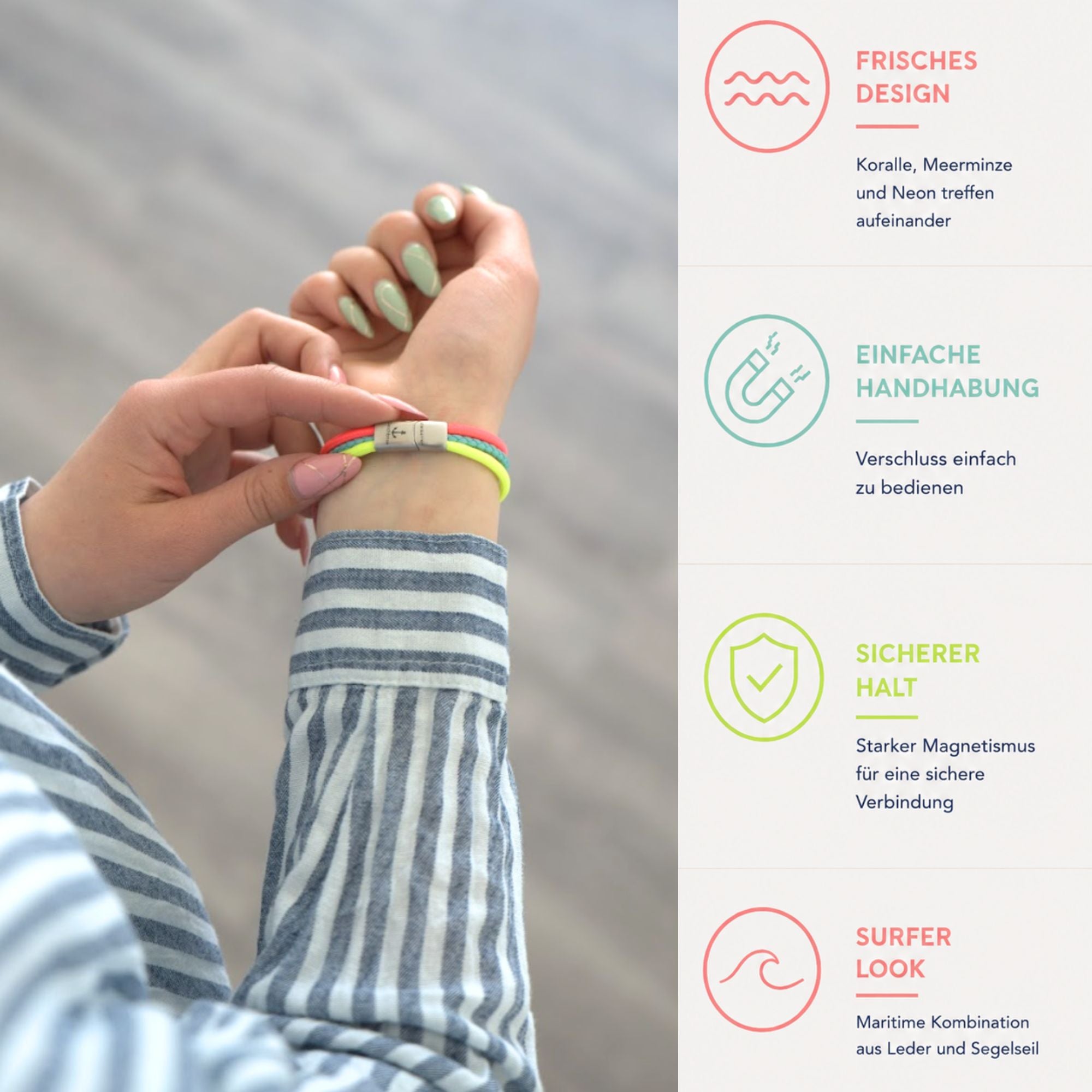 Leder & Segelseil Armband Summer Vibes (Multistrang)