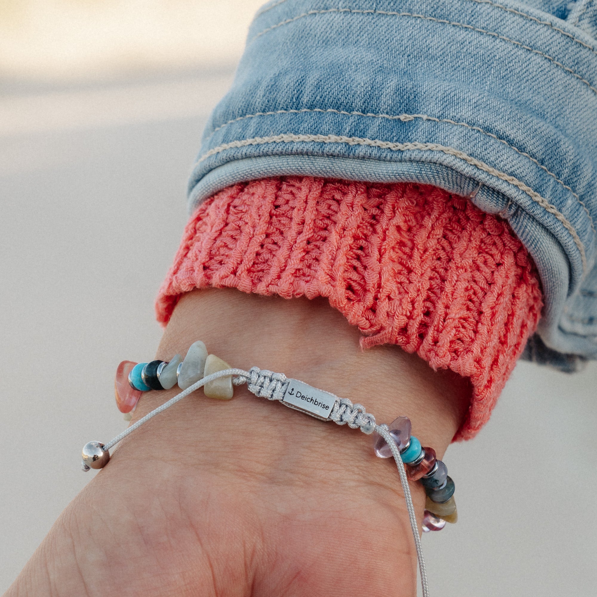 Armband Playa Sand aus Turquoise, Amazonite Jade, India Onyx & Cherry Quartz
