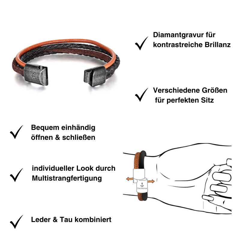 Leder-Armband Wellenritt (Multistrang)