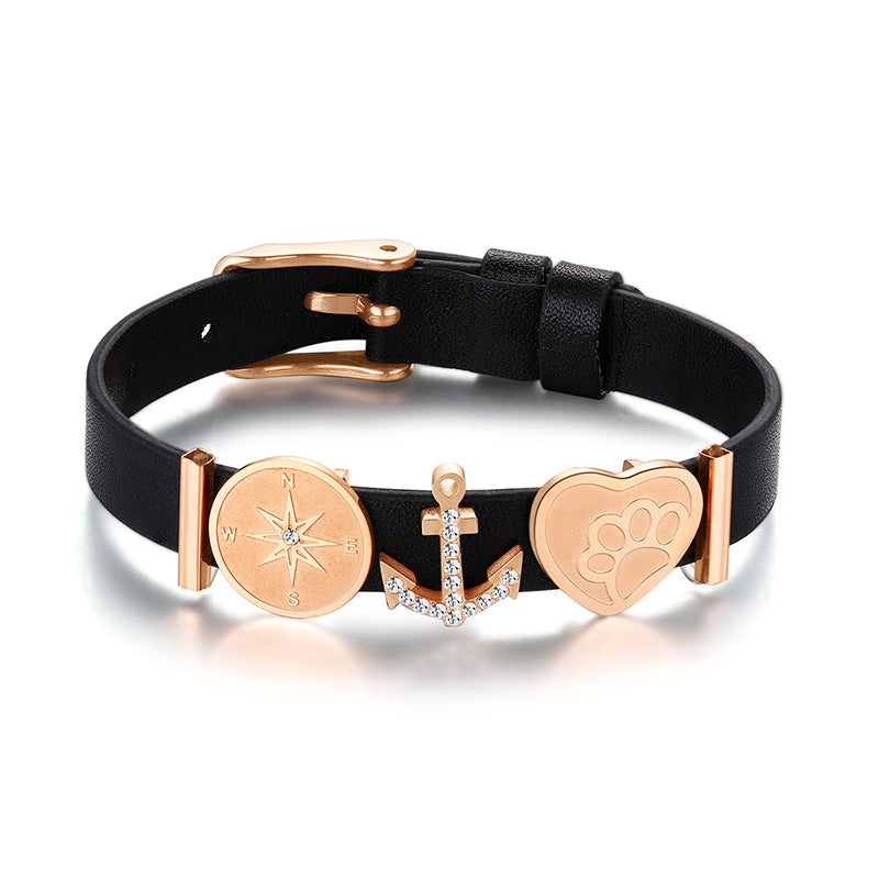 Kids-Armband Veggie-Leder schwarz (Lüttje-Charming)