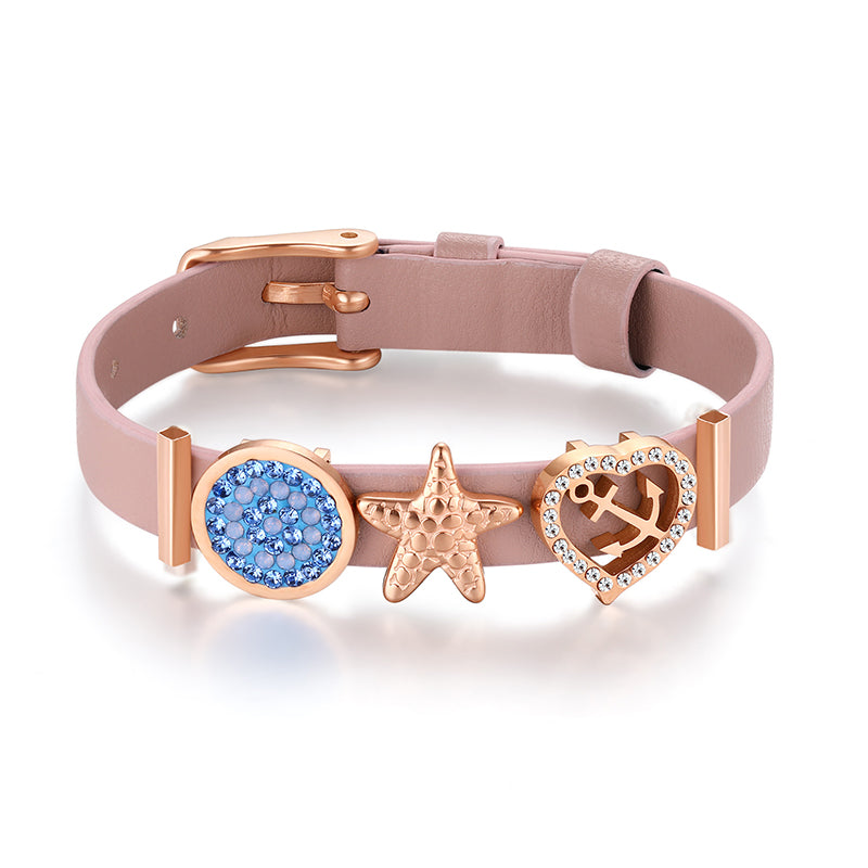 Kids-Armband Veggie-Leder rose (Lüttje-Charming)