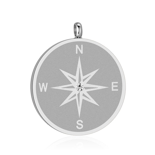 Kettenanhänger Kompass (groß) aus Edelstahl mit Stein