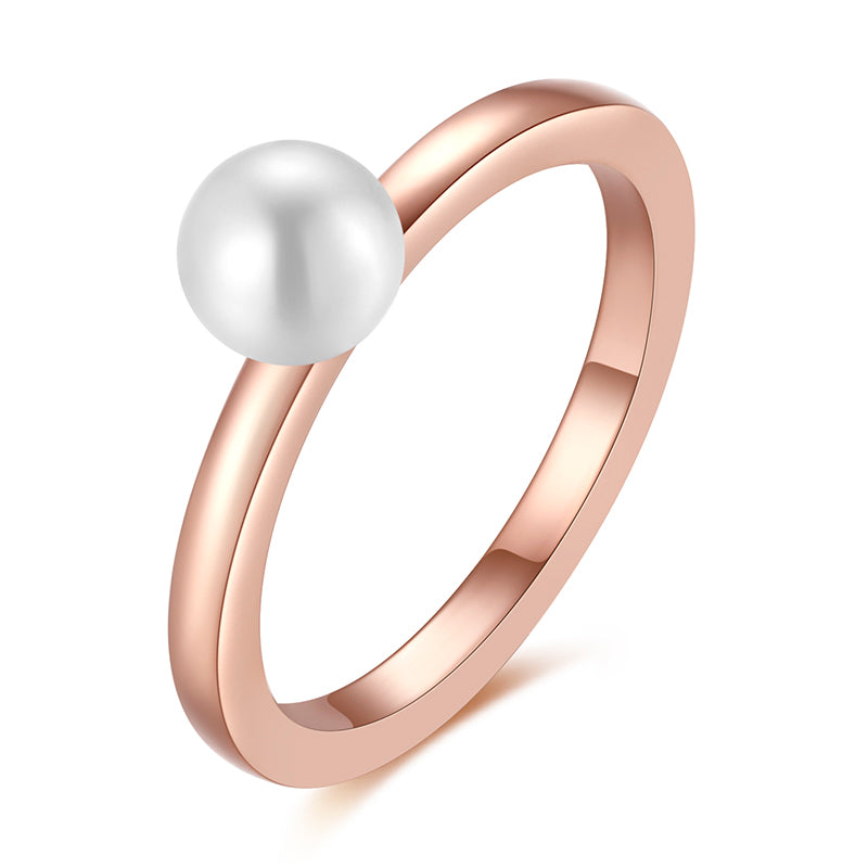 Perlen Ring aus Edelstahl glänzend (Stapelring)