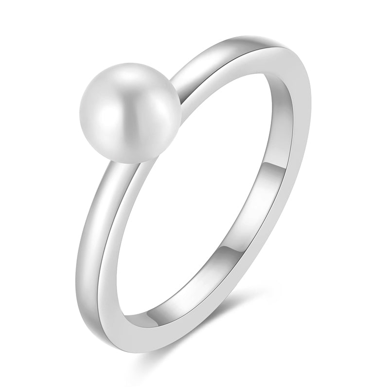 Perlen Ring aus Edelstahl glänzend (Stapelring)